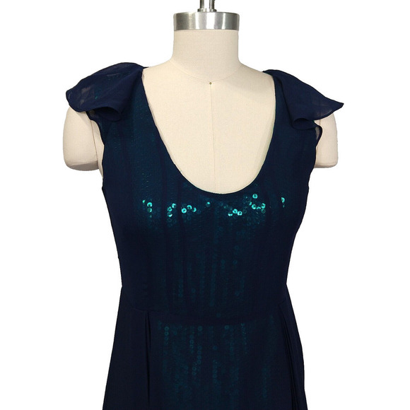 Reiss Etta Sheer Sequin Dress Size 4 New Emerald Green Blue Cocktail Formal - Picture 4 of 11